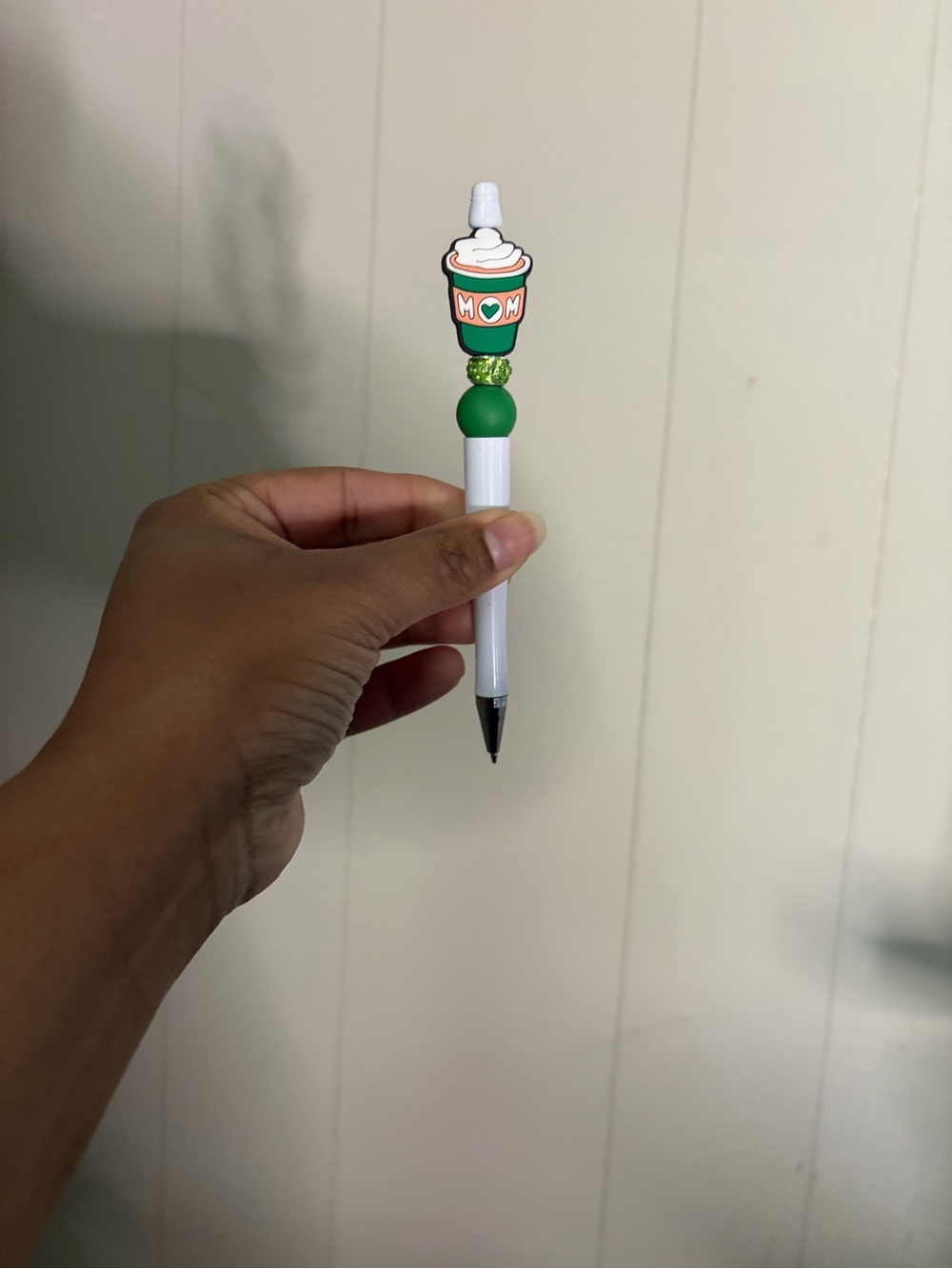 Whimsical Green Coffee Cup Pen Topper Ballpoint Pen